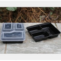 Plastic pp disposable food containers  3-compartment