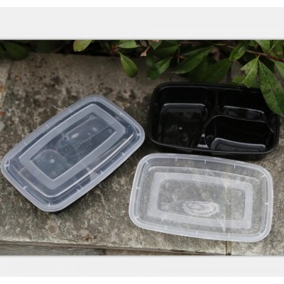 Plastic disposable food containers  3-compartment